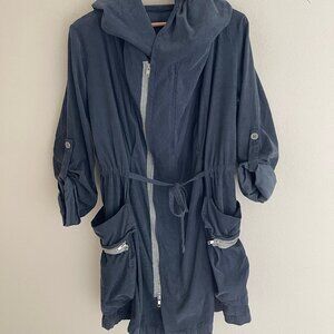 JOHNNY WAS Pete & Greta Deep Blue Thin Wale Corduroy Hooded Jacket: Small; NWOT!